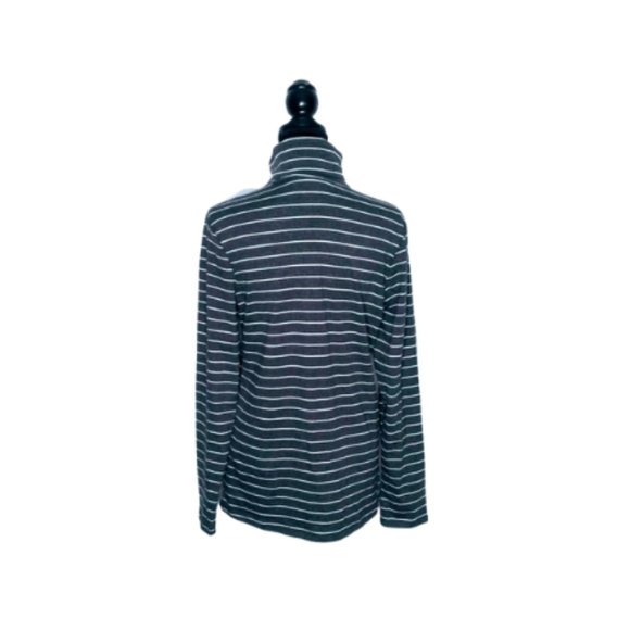 #C27 Women’s Grey with White Stripes Turtleneck Stretch Tee - Picture 3 of 7